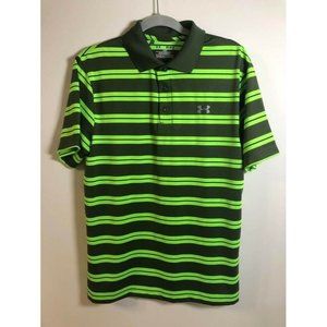 Under Armour Loose Heatgear Green Striped Polo M